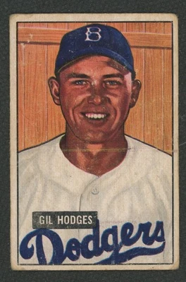 1951 Bowman #7 Gil Hodges xxx Brooklyn Dodgers ~ VG - Image 1 of 3