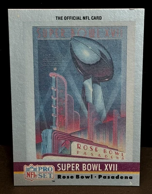 Super Bowl XVII Redskins vs Dolphins 1990 Pro Set Error Silver Bleed Blank Back - Image 1 of 2
