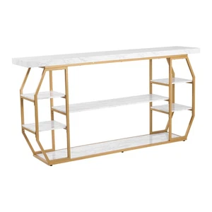 Consola de Mármol 3 Niveles 180x35x91 cm Mesa Auxiliar de Sofá para Salón - Imagen 1 de 12