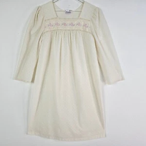 Vintage Vanity Fair Kleid Damen Medium Elfenbein Nachthemd Blumenstickerei - Bild 1 von 11