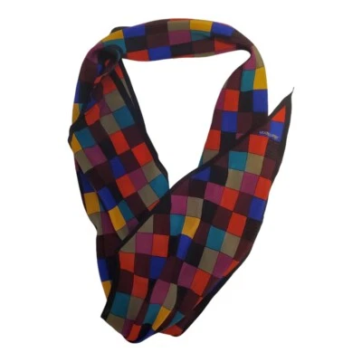 Bufanda clásica ligera multicolor a cuadros de seda Albert Nipon de colección Foto 1 de 4