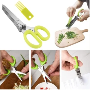 Multi-layer Stainless Steel Kitchen Scissors Vegetable Cutter Green Onion Herb L - Picture 1 of 10