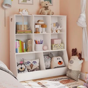 Kids Bookshelf Toy Storage Cabinet Kids Toy Organizer 8 Cubicles Bookcase - Picture 1 of 9