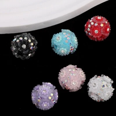 10pcs Crystal Diamond Beads Floral Rhinestone Shiny Accessory Straight Hole Ball - Image 1 of 4