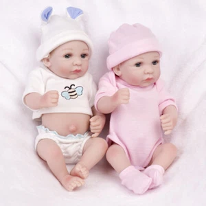 Full Body Silicone Vinyl 10" Reborn Newborn Boy/Girl/Twins MINI Baby Dolls Gift - Picture 1 of 20