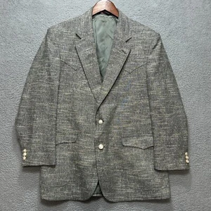 Larry Mahans Cowboy Collection Sport Coat Blazer Mens 44R Gray Horse Button USA - Picture 1 of 8