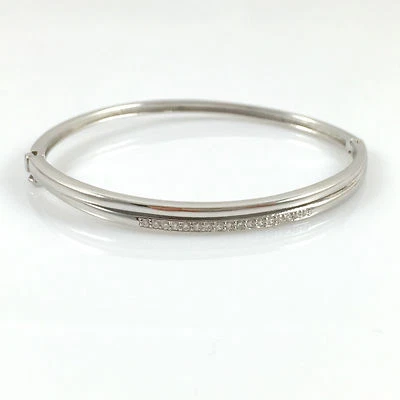 Brazalete de plata de ley 925 para damas con bisagras de apertura 7,5" nuevo Foto 1 de 4