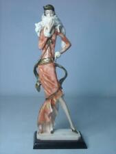 Santini ELEGANT LADY 9.25" Figurine in Red Dress Hat and Fox Stole Naples Mark