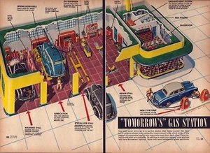 1946 Tomorrow's Tankstelle Zeitschrift Druckseiten Tankstelle Ölgesellschaften - Bild 1 von 1