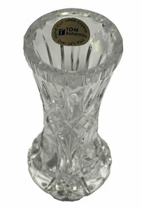 Rare Vintage Tom Bohemia 24% PbO Hand Cut Czech Crystal Bud Vase Labeled ~4”Hx1” - Picture 1 of 5