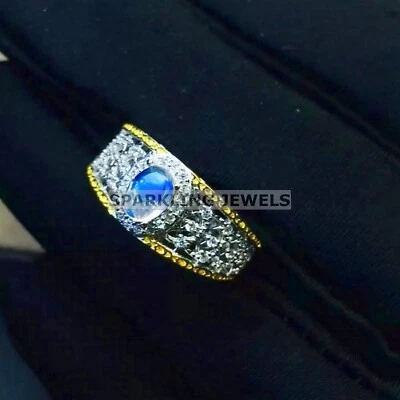Calibrated Moonstone Oval Cut With 925 Sterling Silver Ring For Men #C280 - Image 1 of 4
