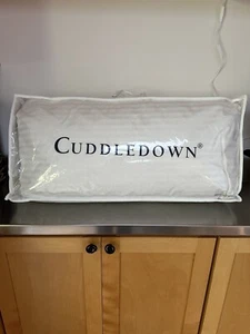 CUDDLEDOWN 700 Fill Power Duck Down Damask Stripe Pillow Medium Density King - Picture 1 of 15