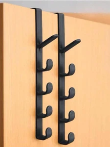 1pc Black, 5-Hook Door Hanger, Non Trace, Multifunctional Wall Hanger , NEW - Picture 1 of 8