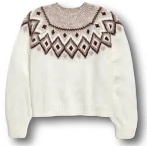 Old Navy Cozy Fair Isle Mock Neck Sweater Girls Small 6 / 7 Matching Family - Picture 1 of 13