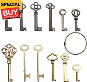 Skeleton Key Set,Universal Skeleton Replacement Keys, Vintage Keys Kit for Antiq - Picture 1 of 7
