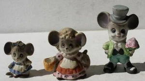Mäuse Figuren Mama Papa kleines Mädchen Maus Figuren Konvolut 3 Keramik handbemalt - Bild 1 von 1