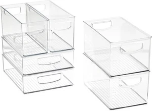 New 6-Piece Recycled Plastic Small Stackable Kitchen Organizer Bin with - Picture 1 of 5