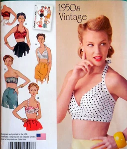 SIMPLICITY 1426 SCHNITTMUSTER MISS VINTAGE 50ER JAHRE BH TOPS NECKHOLDER TRÄGERLOS 4-12 UC/FF - Bild 1 von 3