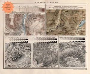 Gelände topographische Detailkarte Teile Deutschlands Athen Preußen Österreich Druck - Bild 1 von 7