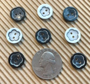 80 pcs x 1/2" Plastic Spring Flower 2-hole Buttons/Black/White Baby Shower SB242 - Picture 1 of 4