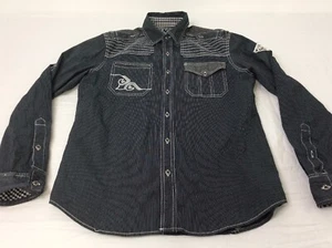 Affliction Black Premium Mens M Slim Slate Gray Long Sleeve Button Shirt EUC - Picture 1 of 9