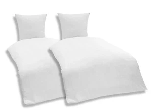 4 teilige Uni Bettwäsche 135 x 200 cm weiß Einfarbig Mikrofaser Garnitur Set - Bild 1 von 5
