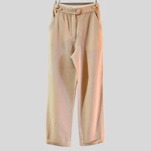 Moschino Couture Beige Wool Wide Leg Pants Size 4 High Waist Tailored Trousers - Picture 1 of 16
