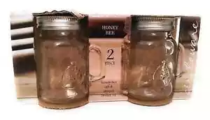 Vaso de sal y pimienta Circleware miel abeja albañil taza con asas de vidrio... - Imagen 1 de 1