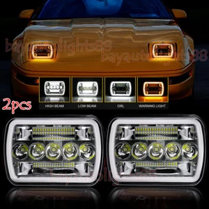 Pair Fit Chevy 1984-1996 Corvette C4 5X7" 7x6" INCH LED Headlights w/ DRL Turn - Picture 1 of 17