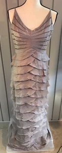 Abito vestito Adrianna Papell Occasioni taglia 10 grigio a strati maxi spalline regolabili - Foto 1 di 11