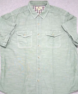 Woolrich Men's Shirt Short Sleeve Cotton Button Up Green Size XXL - Picture 1 of 6