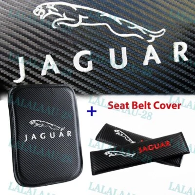 New Embroidery For JAGUAR Center Armrest Cushion Mat Pad w/ Seat Belt Cover Set - Image 1 of 4