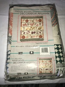 CROWN CRAFTS Texture Woven DECORATOR Afghan BLANKET Throw VEGETABLE GARDEN 48x60 - Picture 1 of 13