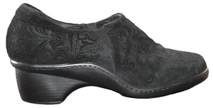 Black Paisley Velvet Velour Leather Ankle Bootie Slip On Womens Sz 37 US 6.5 - Picture 1 of 11