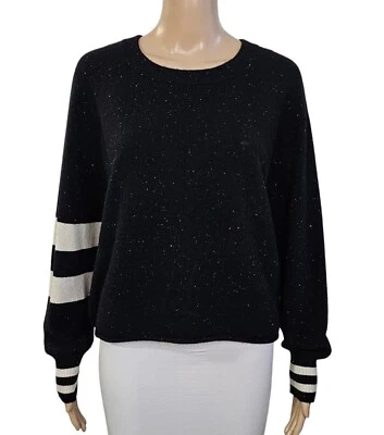 Suéter LINE CASHMERE Negro Moteado Rayas Manga Cuello Redondo Manga Larga M Foto 1 de 4