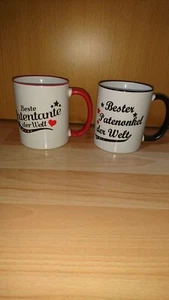 Tassen mit Sprüche, 2 Tassen Porzellan Kaffeetassen - Bild 1 von 7