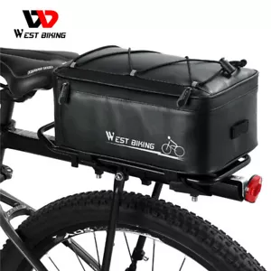 WEST BIKING Waterproof Bike Trunk Bag Bicycle Rear Rack Pack Bag Panniers Black - Picture 1 of 12