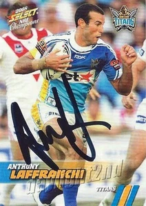 Signed 2008 GOLD COAST TITANS NRL Card ANTHONY LAFFRANCHI Centenary - Picture 1 of 1