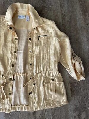 Alfred Dunner Petite Dorado Amarillo Abotonado con Almohadillas para el Hombro Corbata Cintura Talla 16 P Foto 1 de 4