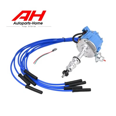 Para Ford FE HEI Distribuidor 332 352 360 390 406 427 428 + Cables AZUL Bujía Foto 1 de 4