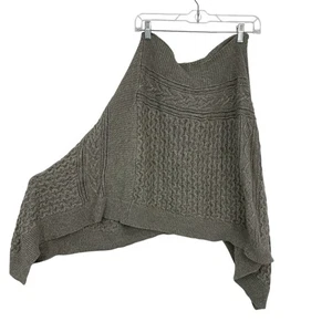 Sahalie L/XL grau Zopfmuster Pullover Poncho Pulli Oversize Wickel Cape Top - Bild 1 von 8
