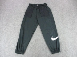 Nike Pants Mens Small Black Belted Nylon Windbreaker Swoosh Outdoor Athletic - Picture 1 of 14