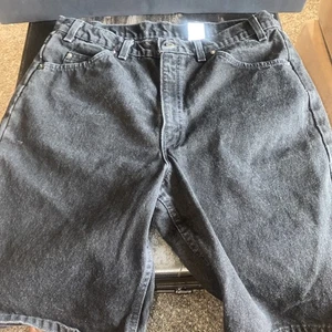 Vintage 80s 90s Levis Orange Tab Black Jean Shorts 36 - Picture 1 of 4