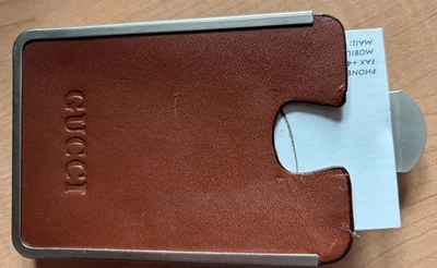 Gucci Visitenkartenetui aus Leder/Edelstahl Format 100x68x9mm - Bild 1 von 3