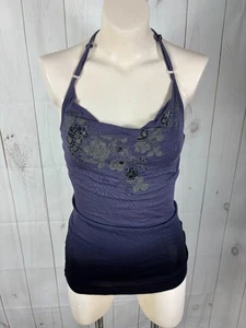GUESS Strick-Tanktop blau ombre Perlen Racerback Wasserfallausschnitt - Größe Medium - Bild 1 von 7