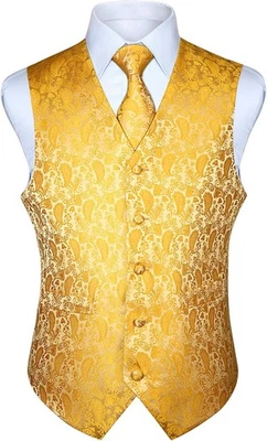 Conjunto de chaleco formal calce ajustado de 3 piezas chaleco jacquard cachemir para boda para hombre Foto 1 de 4