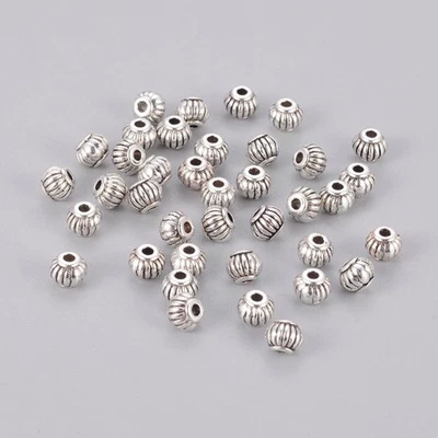 Tibetan Silver Spacer Beads Lantern Shape Striped 5mm x 4mm 50pcs - Image 1 of 2