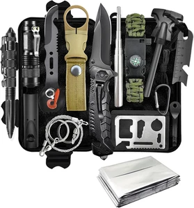 Kit Sopravvivenza 13 in 1 Campeggio Accessori Di Emergenza, Regali per Uomini, P - Foto 1 di 12