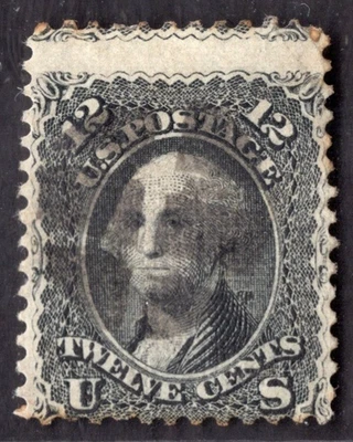 US 1868 GEORGE WASHINGTON WITH GRILL 11X13 SCOTT #90 C.V. $400 F-VF - Image 1 of 2
