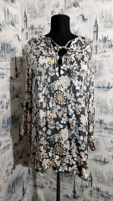 Blusa Anthropologie ODD MOLLY Top 2 M Floral Multicolor Boho Túnica Ojo de Cerradura Foto 1 de 4